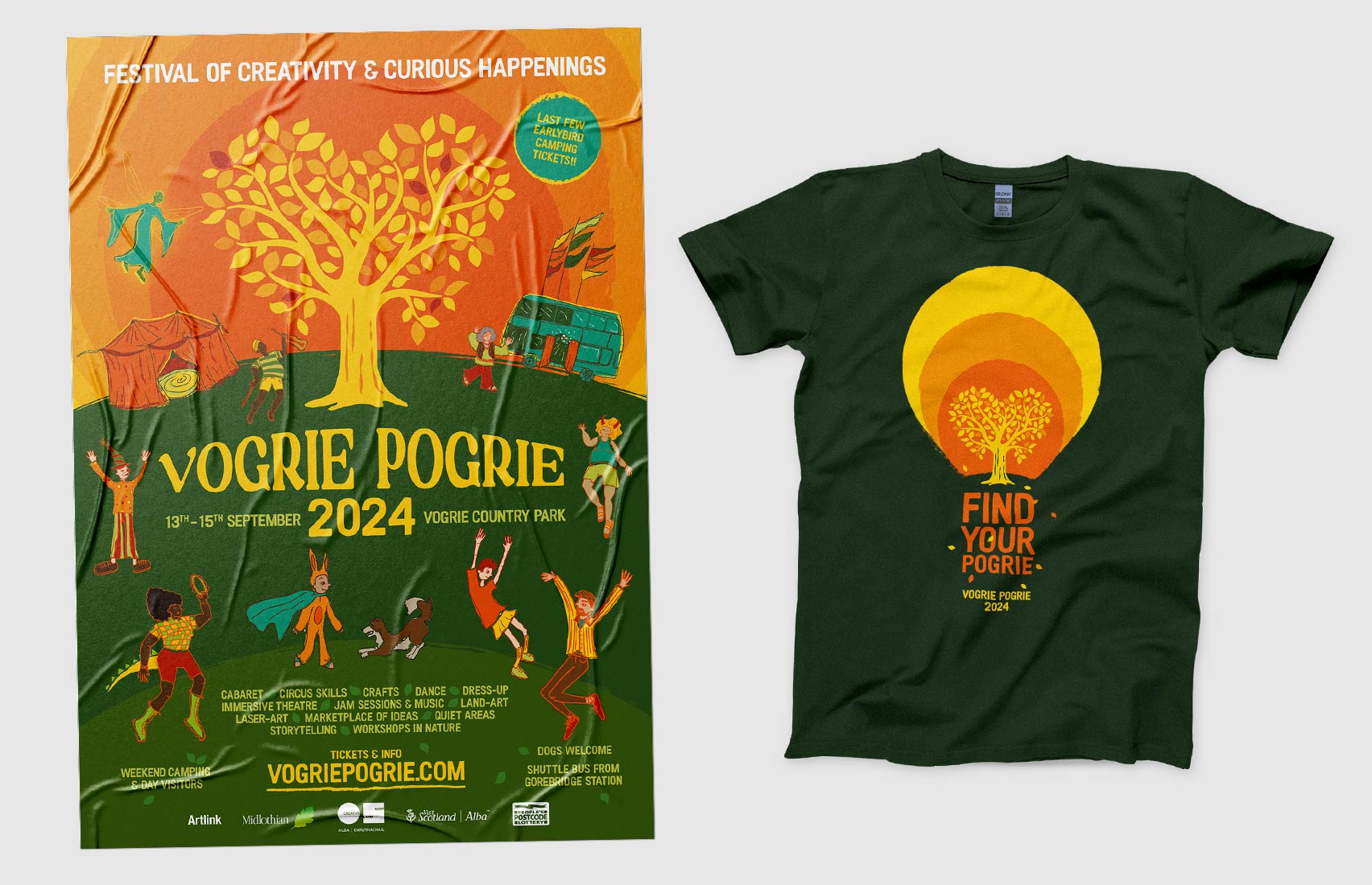 Vogrie Pogrie poster and t-shirt designs